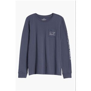 Vineyard Vines Blue Blazer Whale Long Sleeve Pocket Graphic Tee Medium 12/14